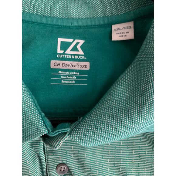 2 Cutter Buck Polos Xxl Green Gray Short Sleeve Golf Shirt Dry Tech Luxe Lot - Picture 9 of 16